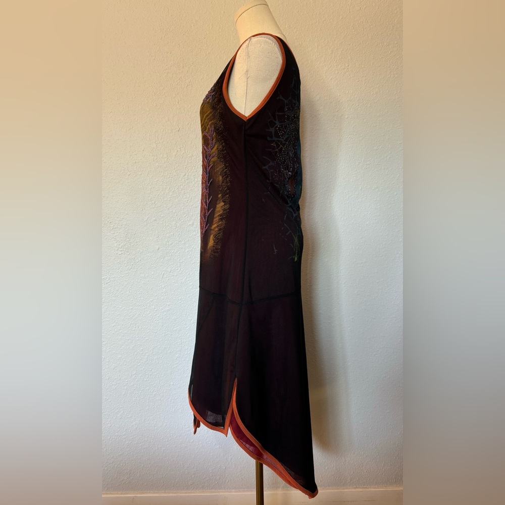 Save The Queen Vintage Brown/Purple/Orange Asymmetrical Dress size Large - Picture 6 of 17